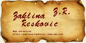 Žaklina Resković vizit kartica